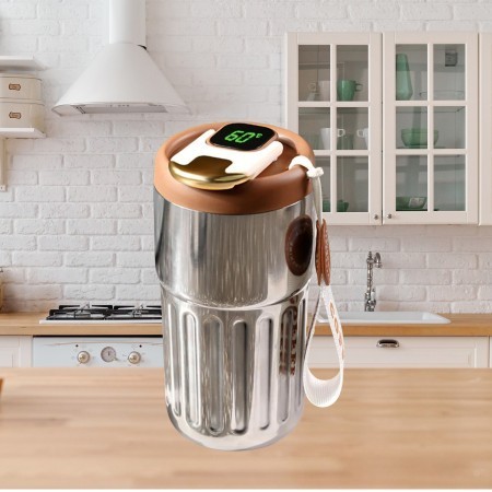 LED Thermal Mug (460ML silver)