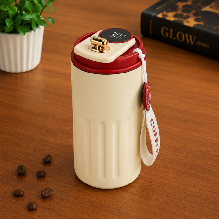LED Thermal Mug (460ML Maroon)