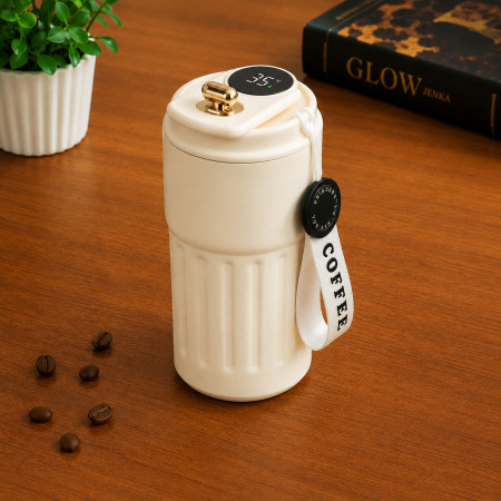 LED Thermal Mug (460ML Cream)
