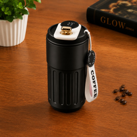 LED Thermal Mug (460ML Full Body Black)